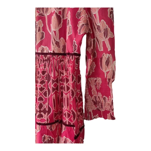NWT Ro's Garden Robin Midi Dress, Size L, Color Scarlet